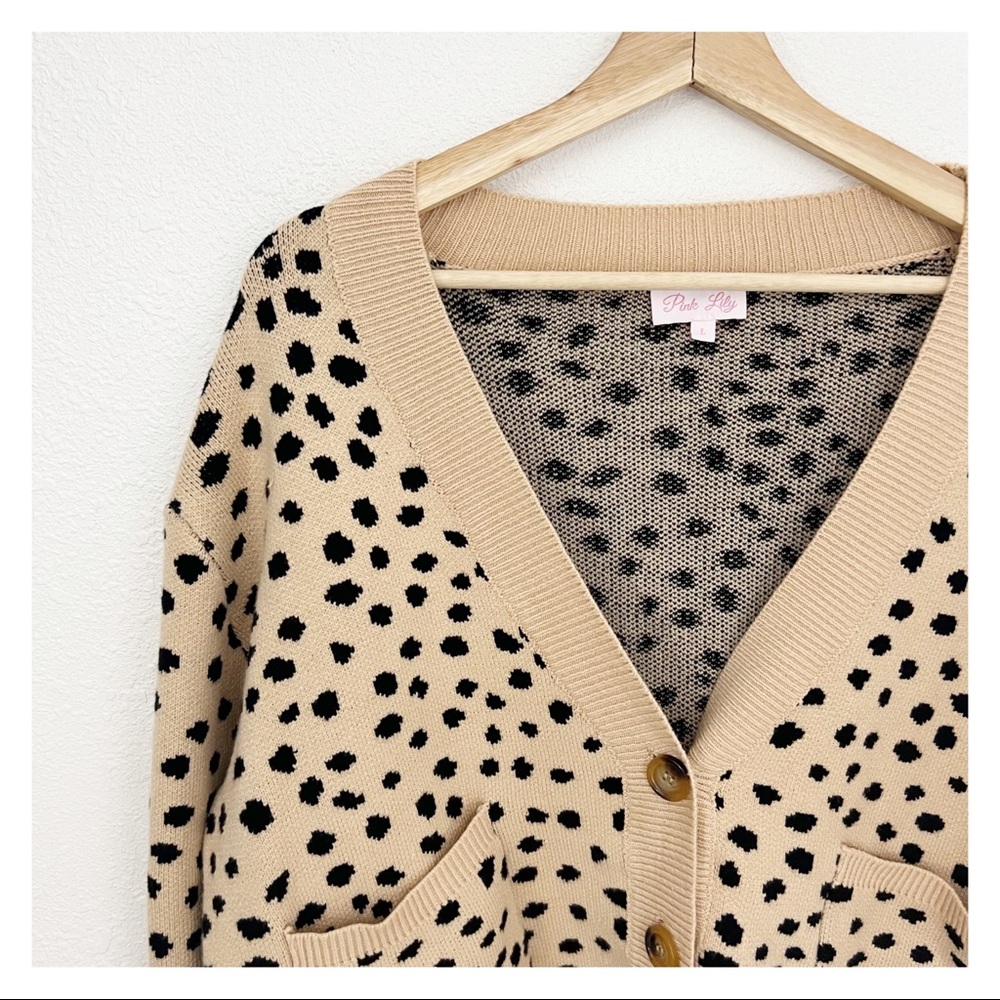 Pink Lily l Tan Animal print Cardigan - Picture 3 of 8